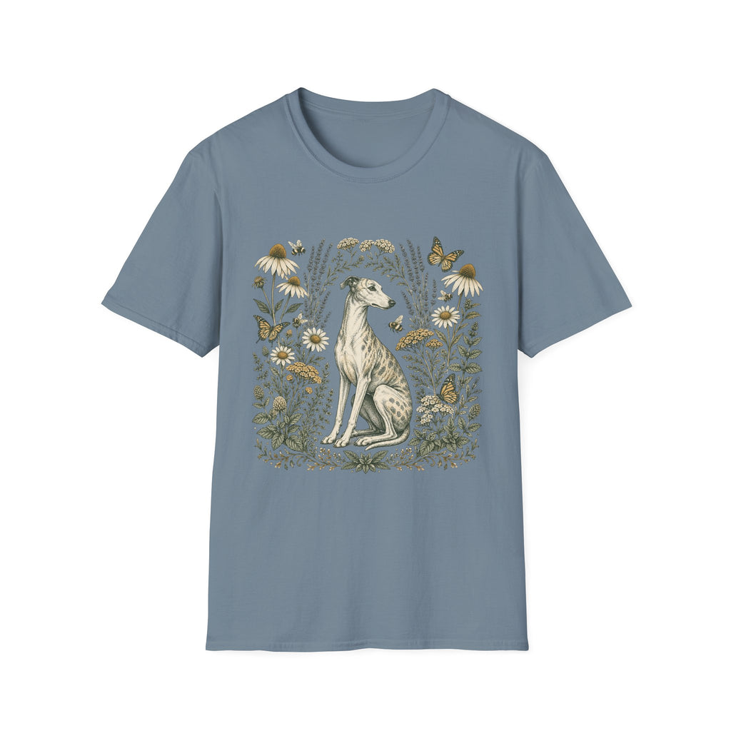 Greyhound Among Bees & Flowers T-Shirt