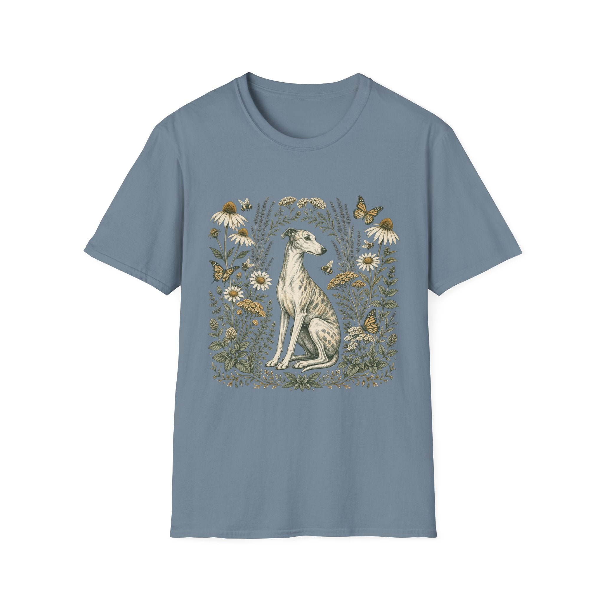 Greyhound Among Bees & Flowers T-Shirt