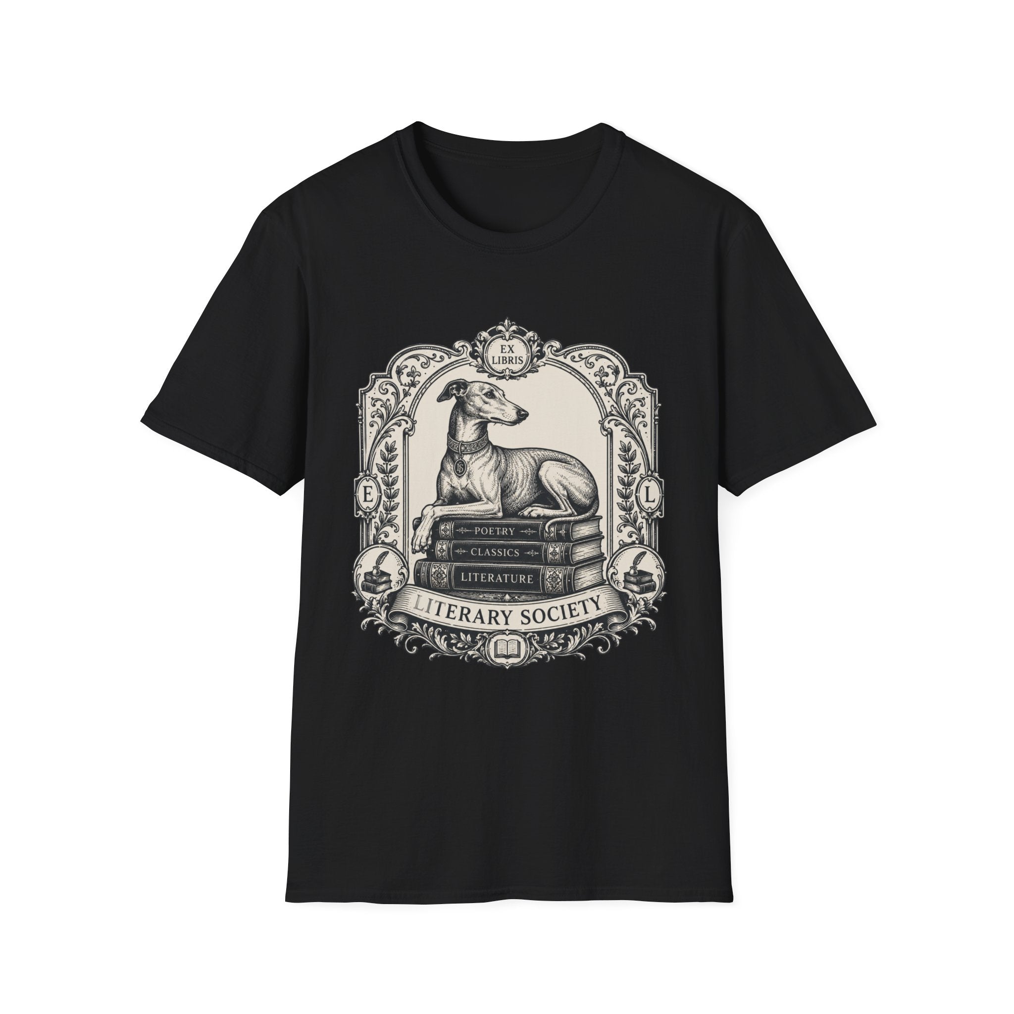 Elegant Literary Greyhound T-Shirt
