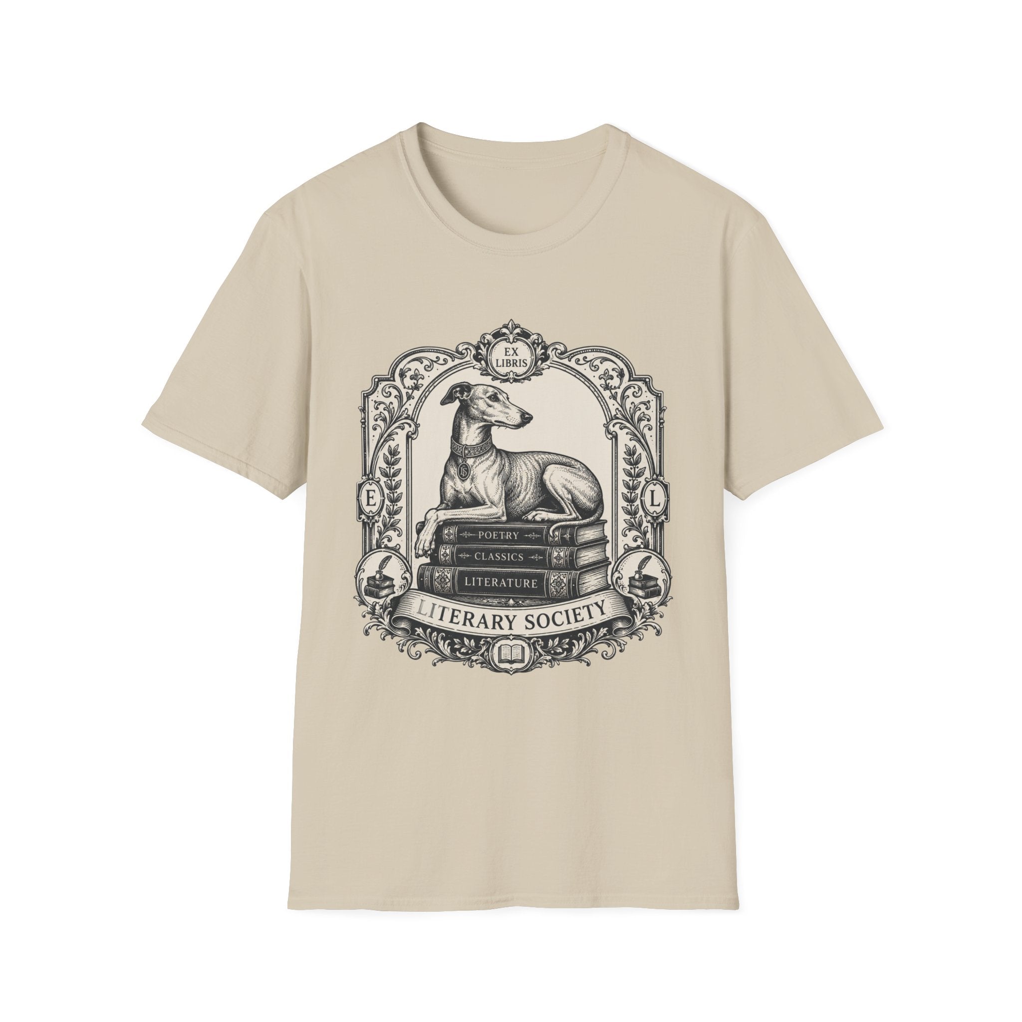 Elegant Literary Greyhound T-Shirt