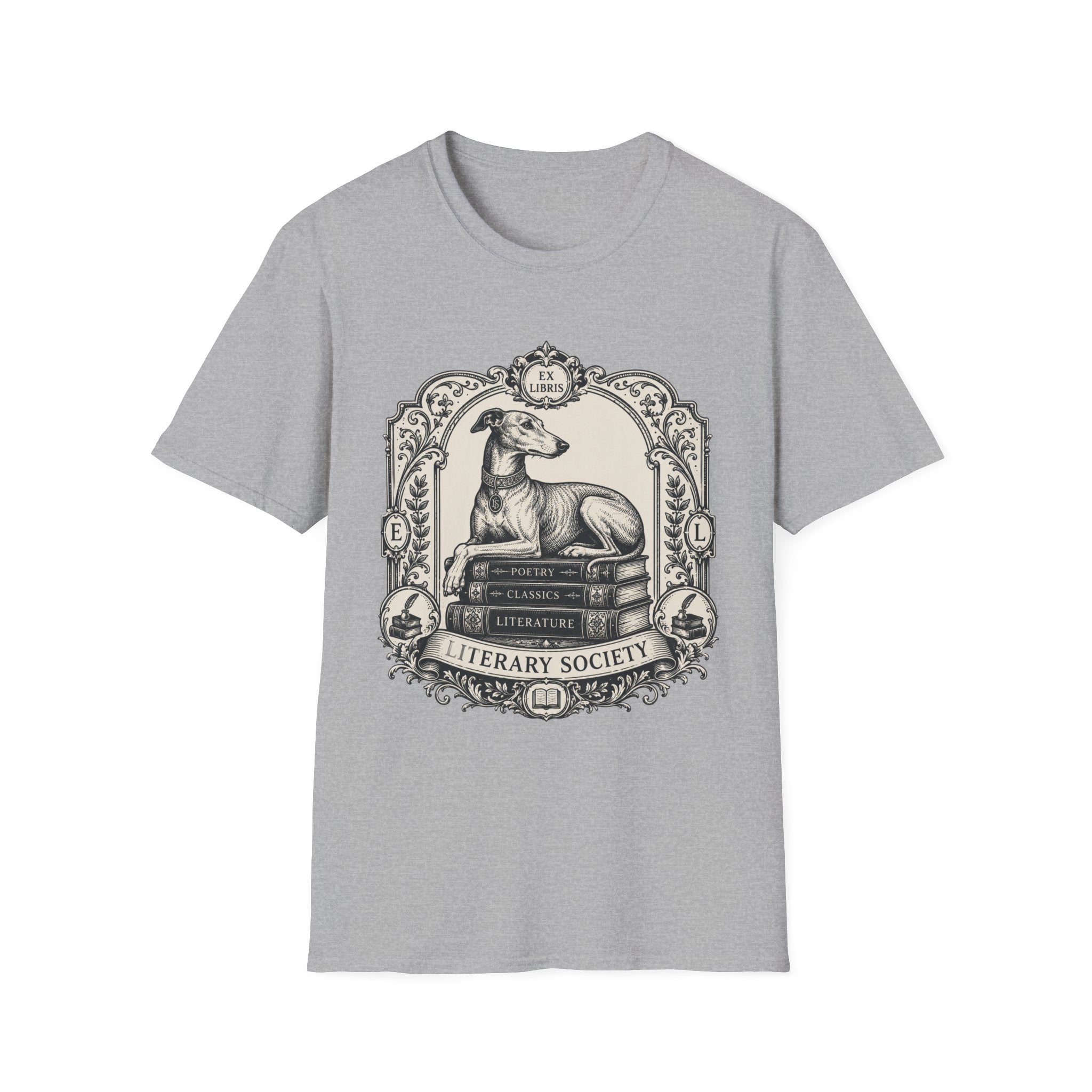 Elegant Literary Greyhound T-Shirt