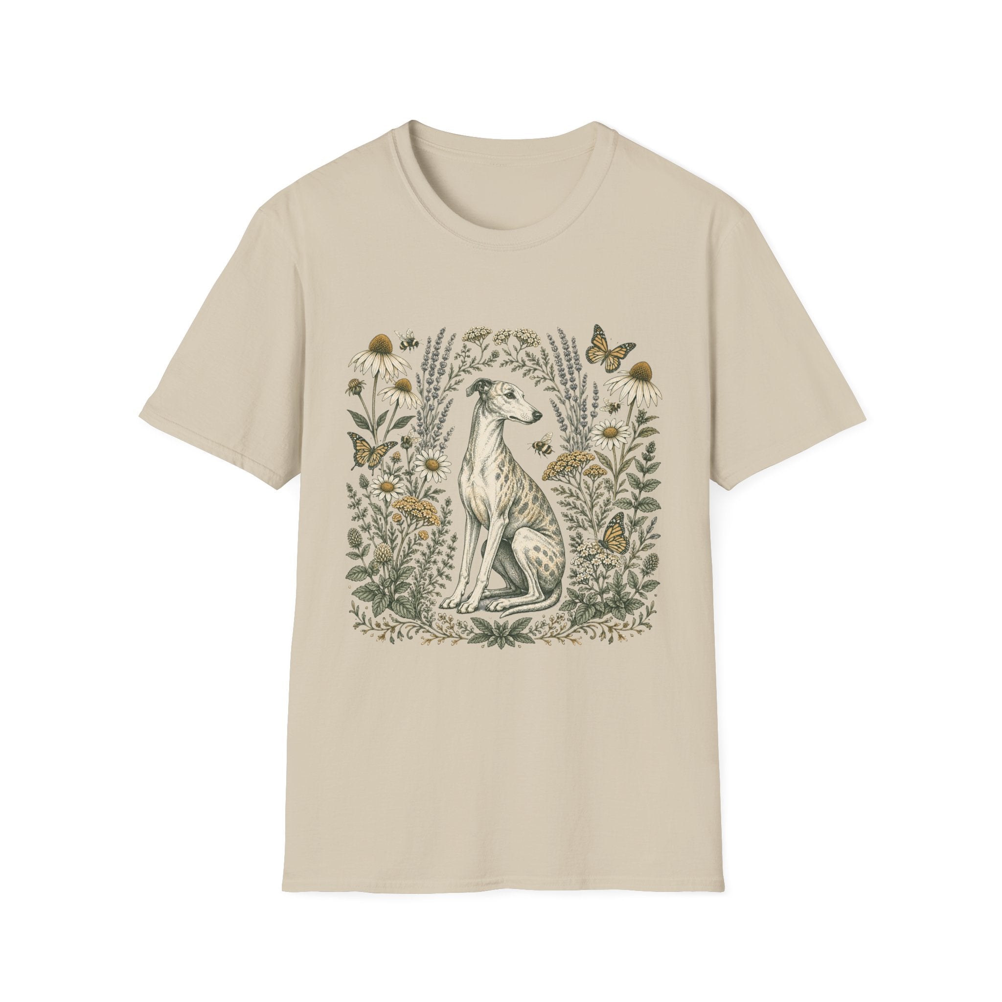 Greyhound Among Bees & Flowers T-Shirt