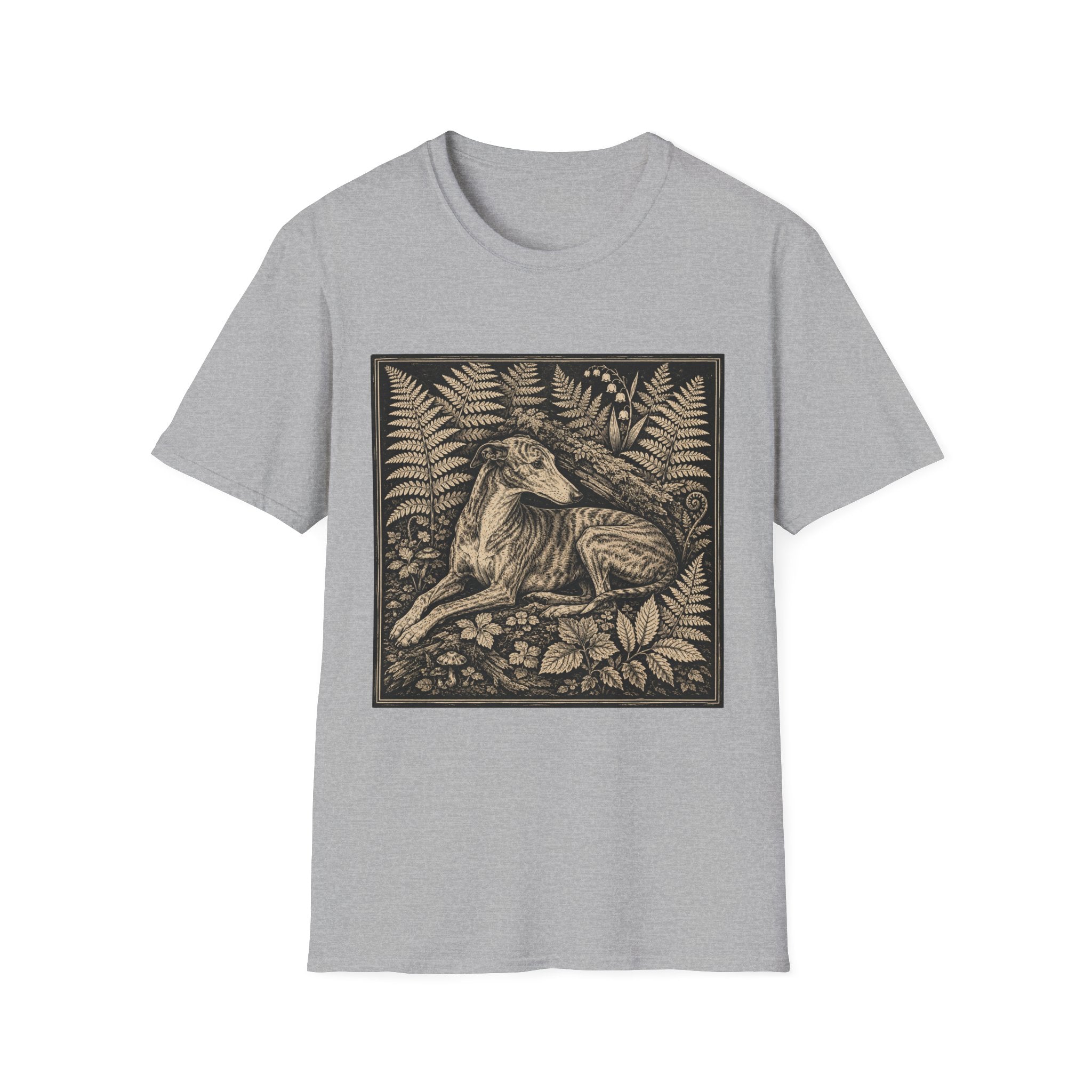 Greyhound Seated in Ferns T-Shirt