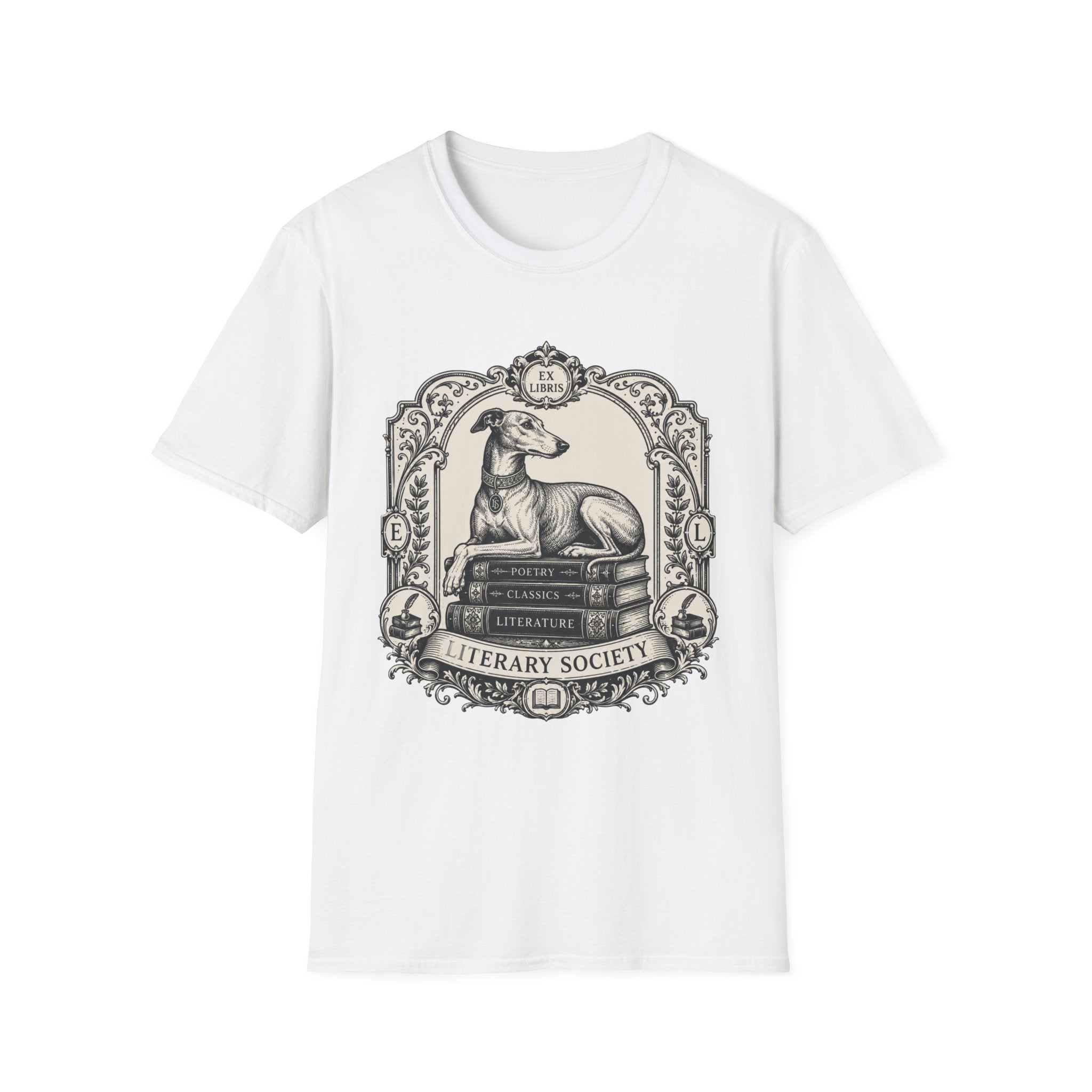 Elegant Literary Greyhound T-Shirt