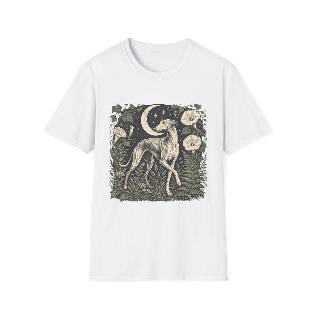 Greyhound Under Crescent Moon T-Shirt