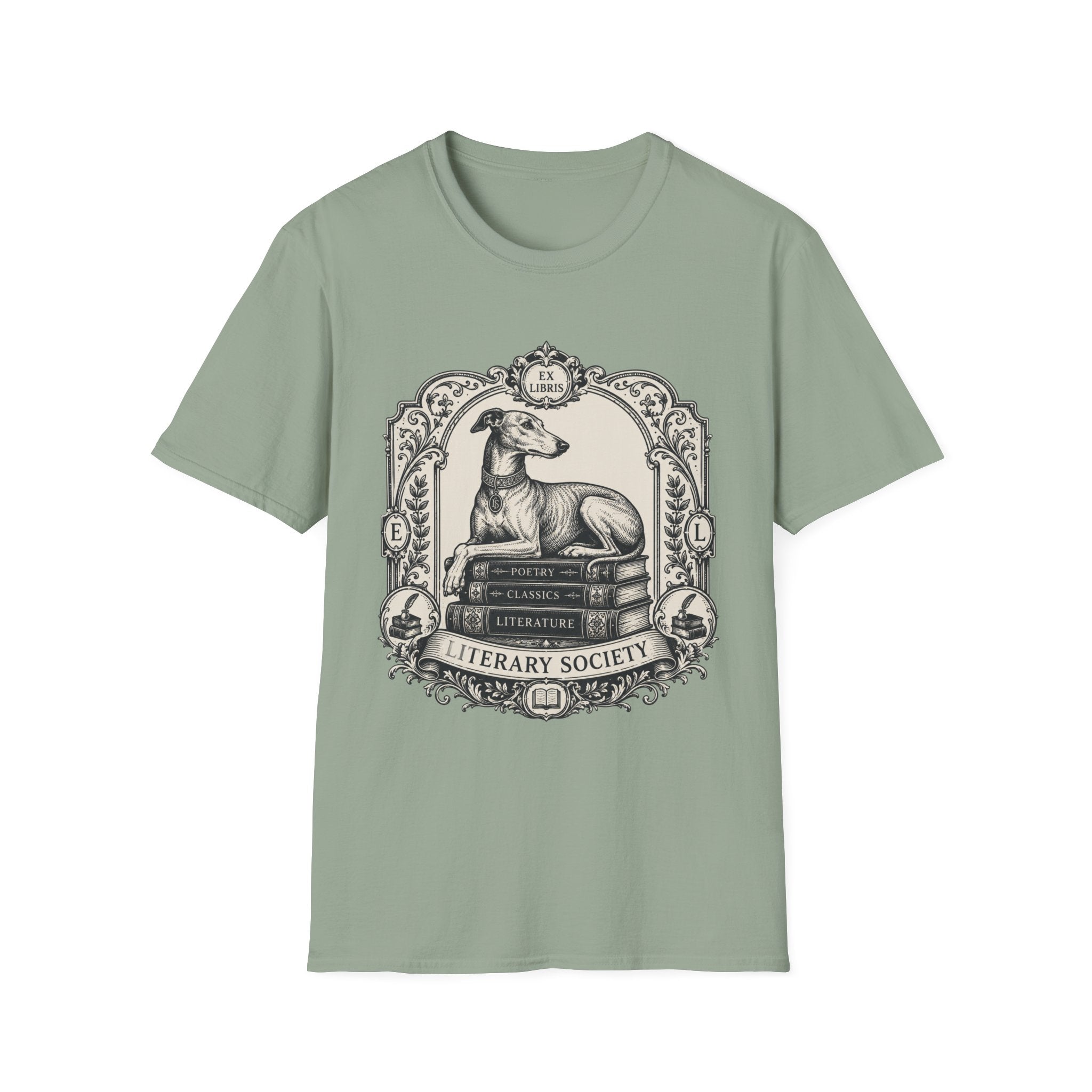 Elegant Literary Greyhound T-Shirt