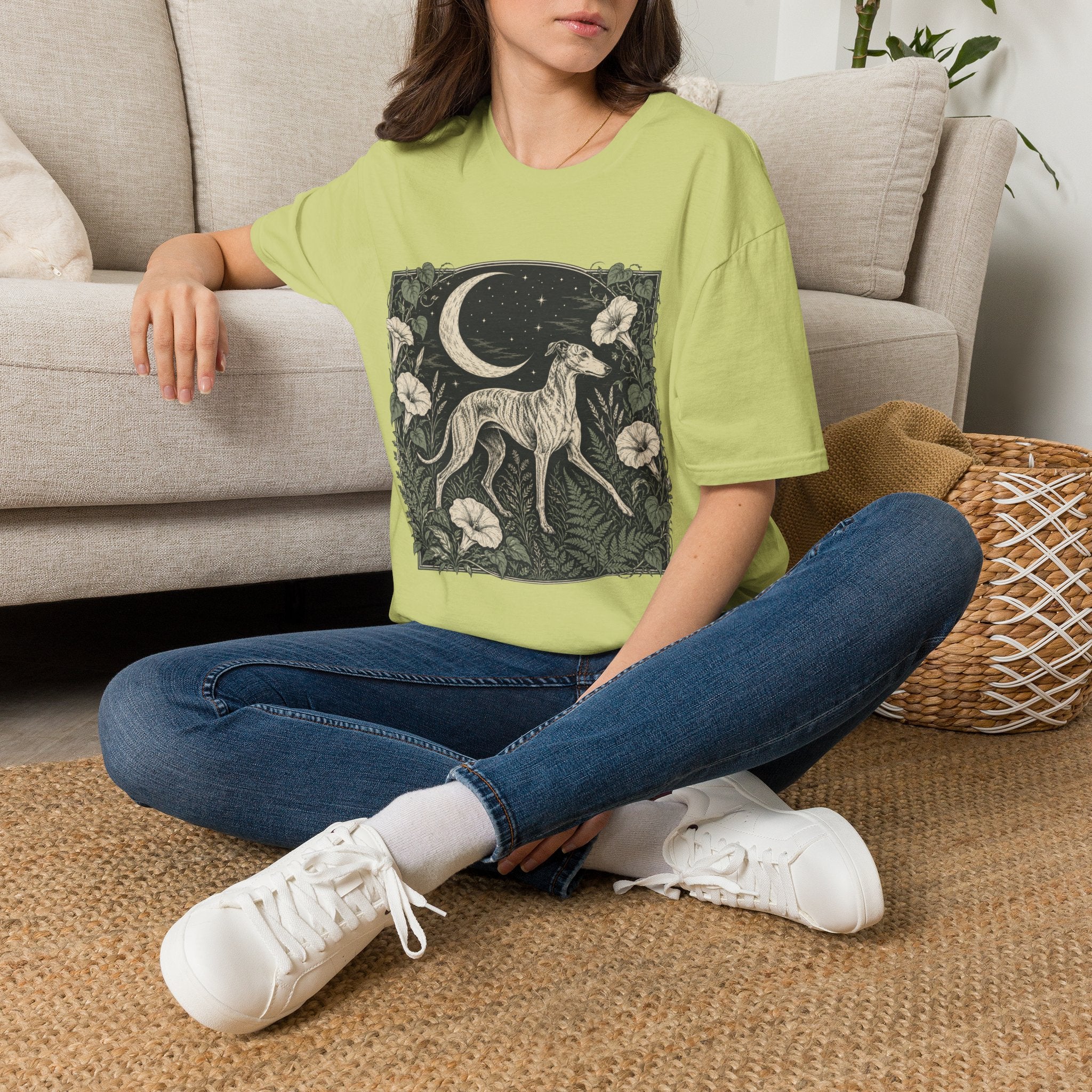 Greyhound in Moonlit Night T-Shirt