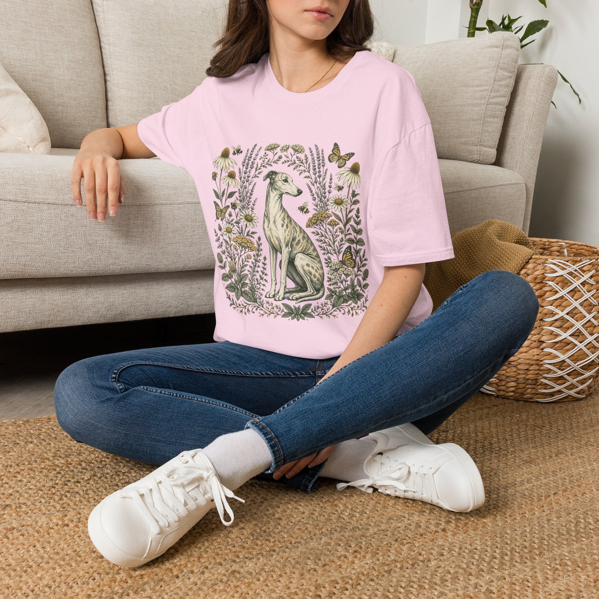 Greyhound Among Bees & Flowers T-Shirt