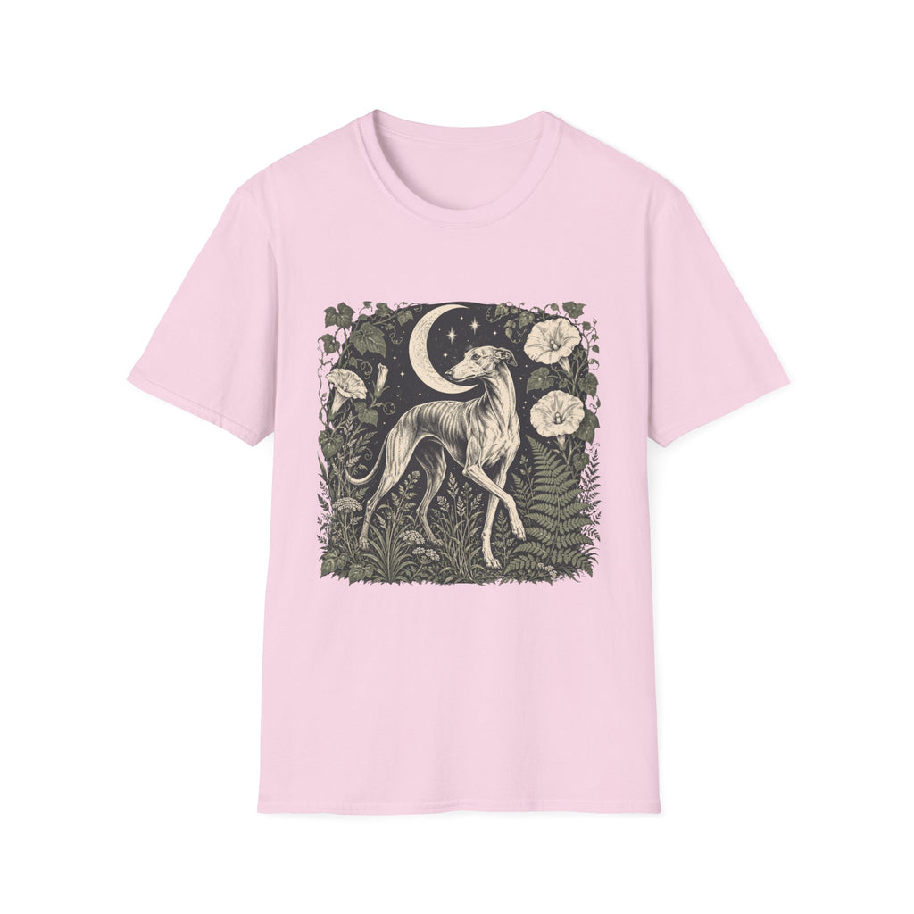 Greyhound Under Crescent Moon T-Shirt