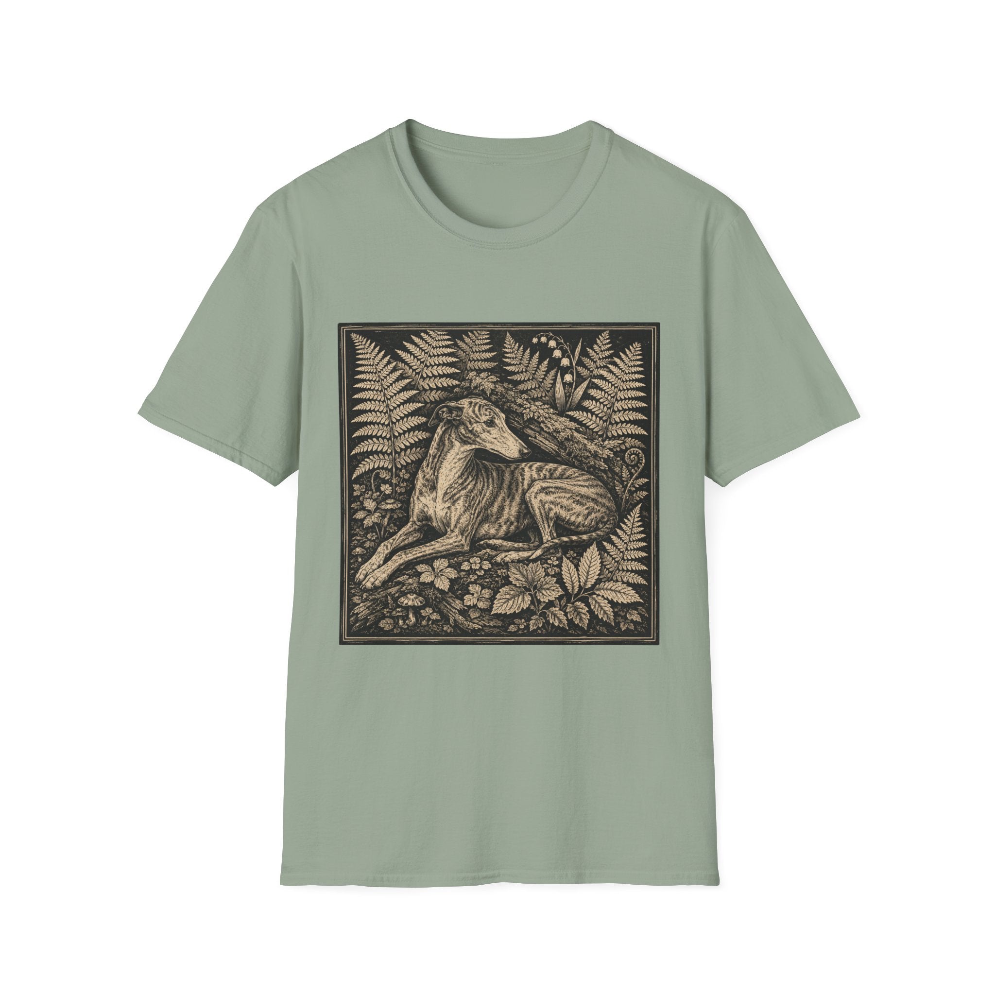 Greyhound Seated in Ferns T-Shirt