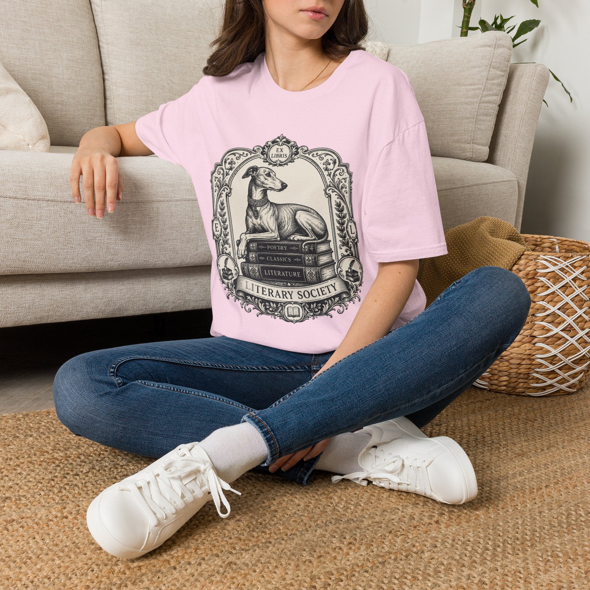 Elegant Literary Greyhound T-Shirt
