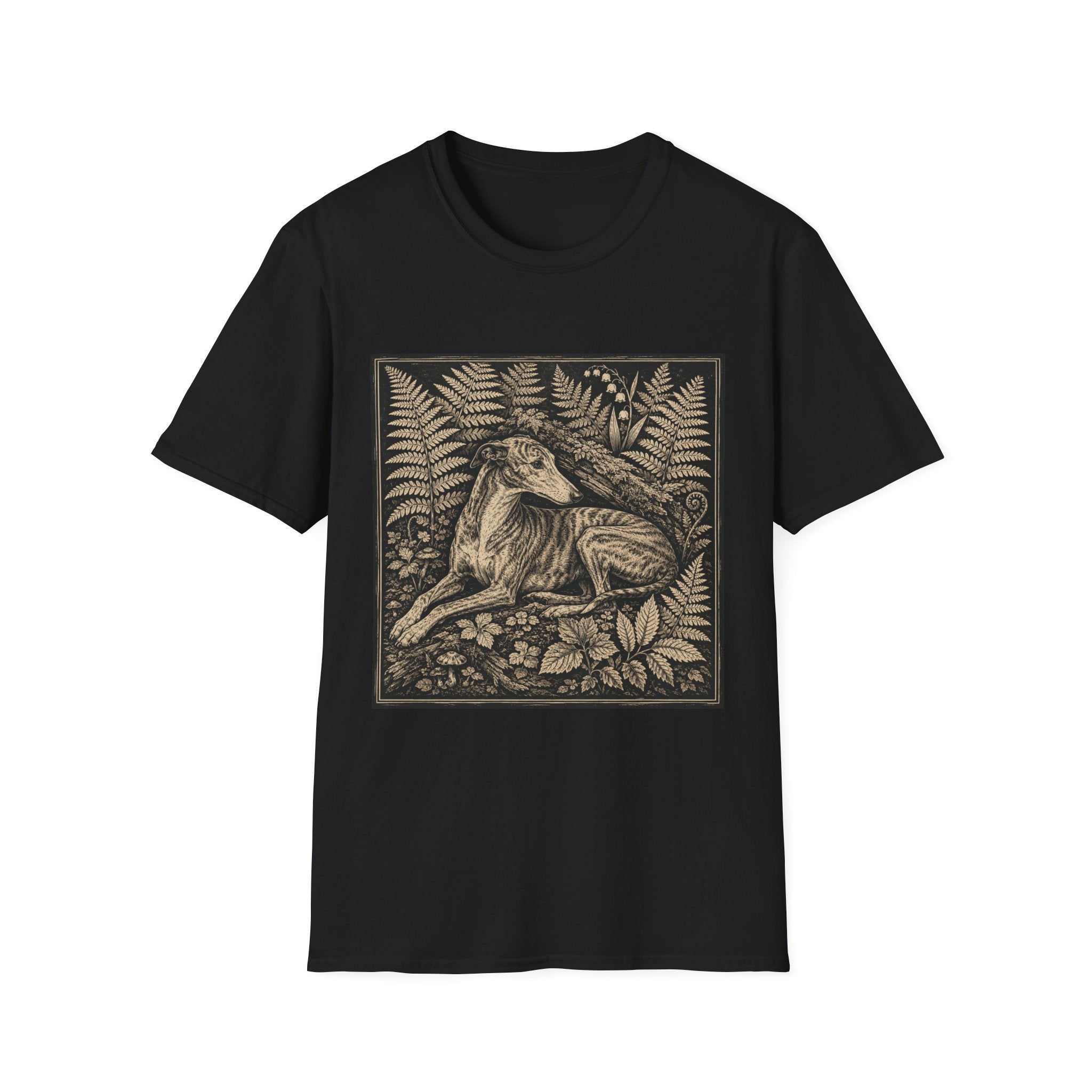 Greyhound Seated in Ferns T-Shirt