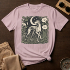 Greyhound Under Crescent Moon T-Shirt