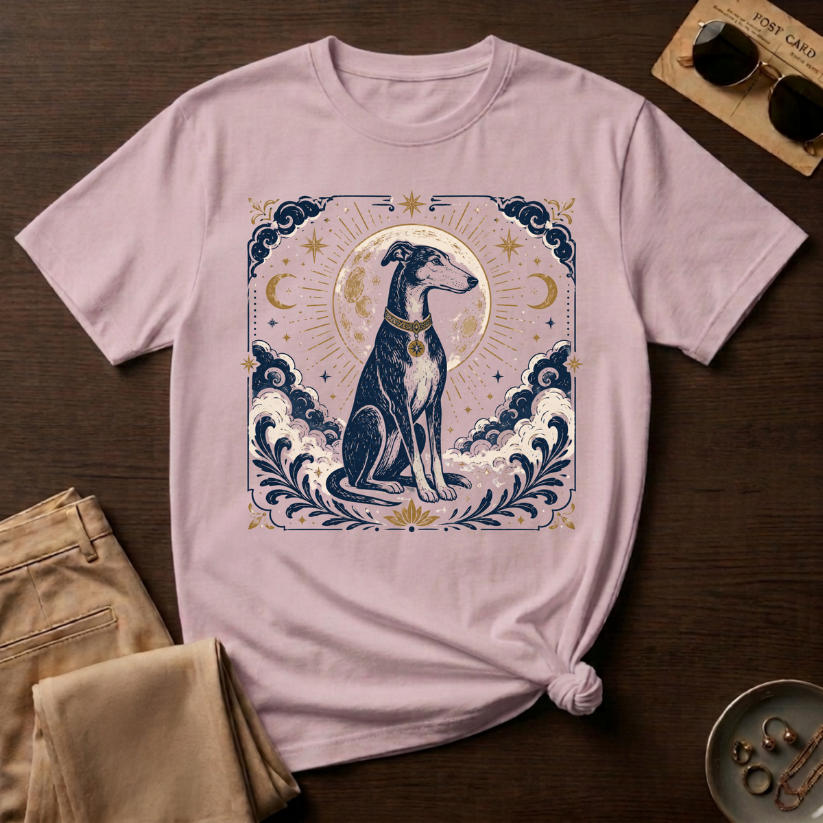 Moon Halo Celestial Greyhound T-Shirt