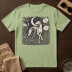 Greyhound Under Crescent Moon T-Shirt