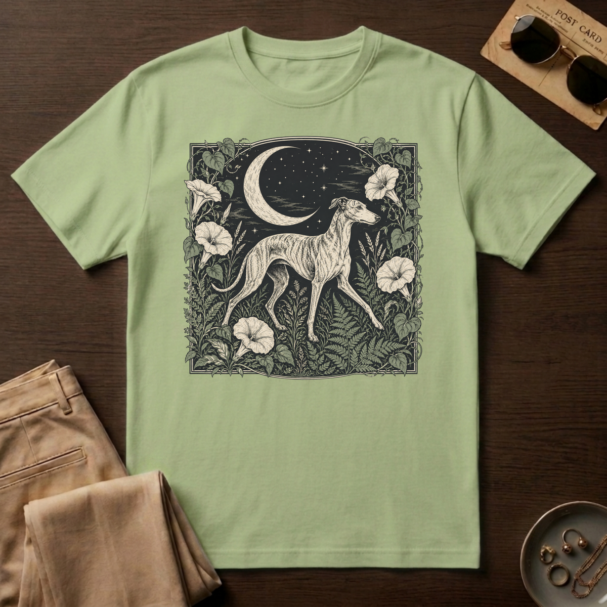 Greyhound in Moonlit Night T-Shirt