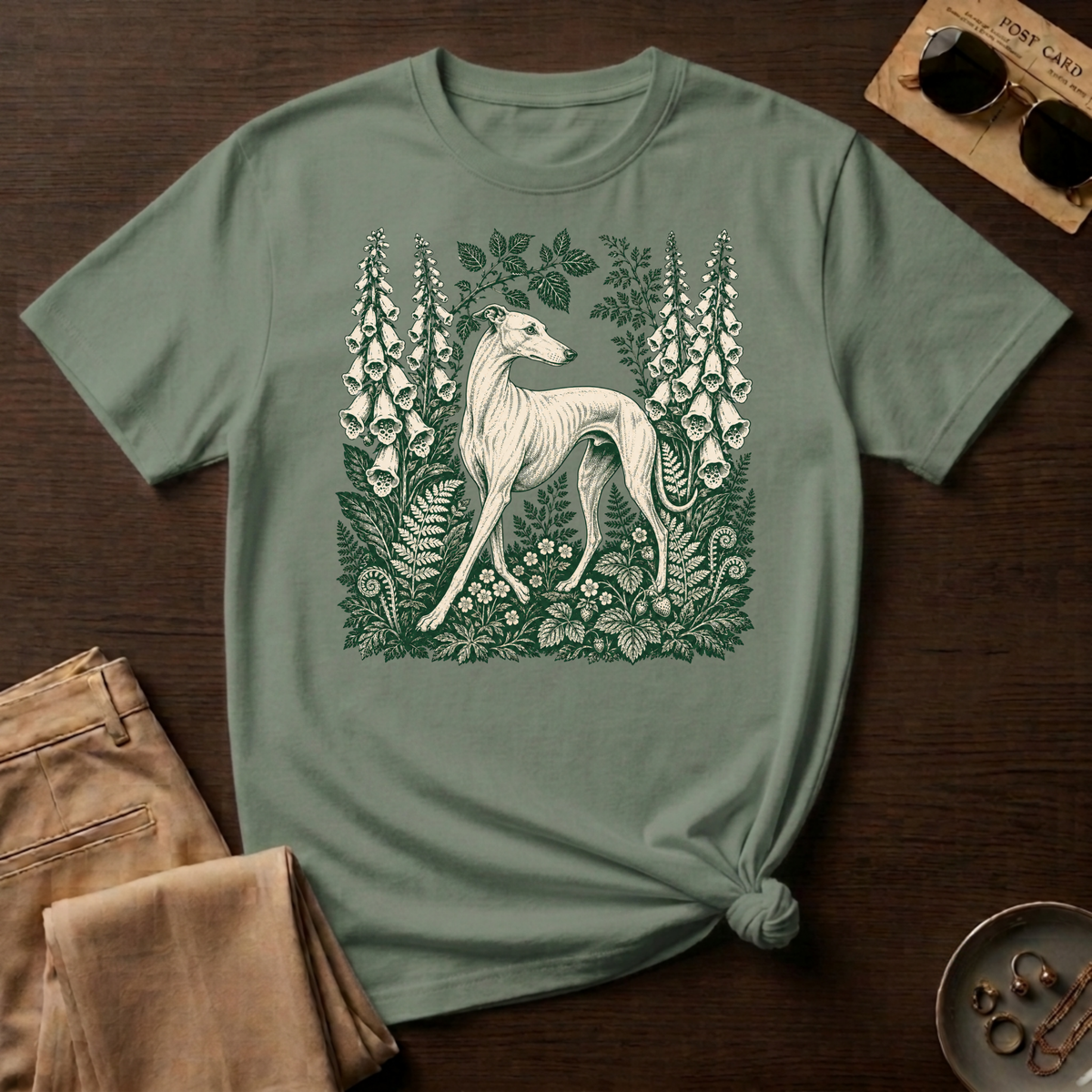 Greyhound in Botanical Garden T-Shirt