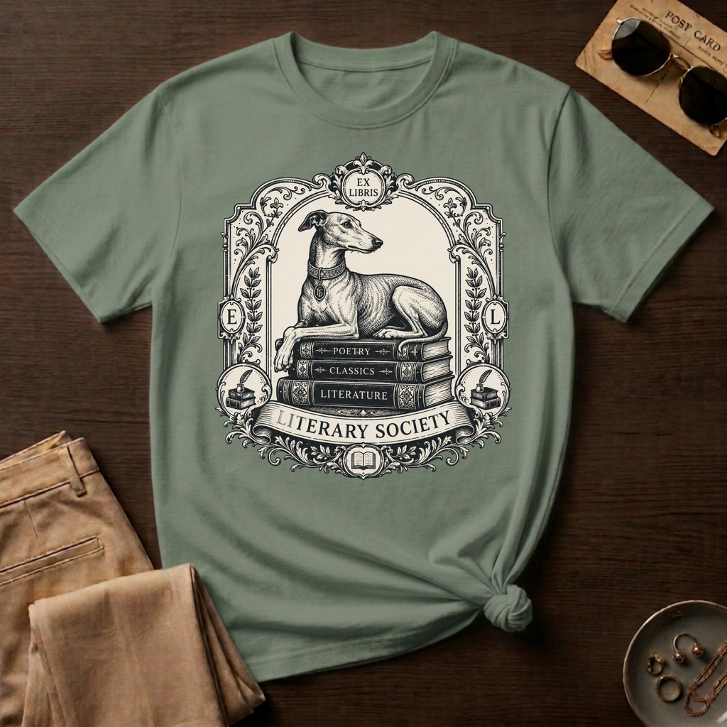 Elegant Literary Greyhound T-Shirt