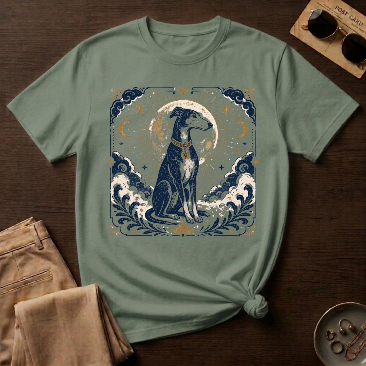 Moon Halo Celestial Greyhound T-Shirt