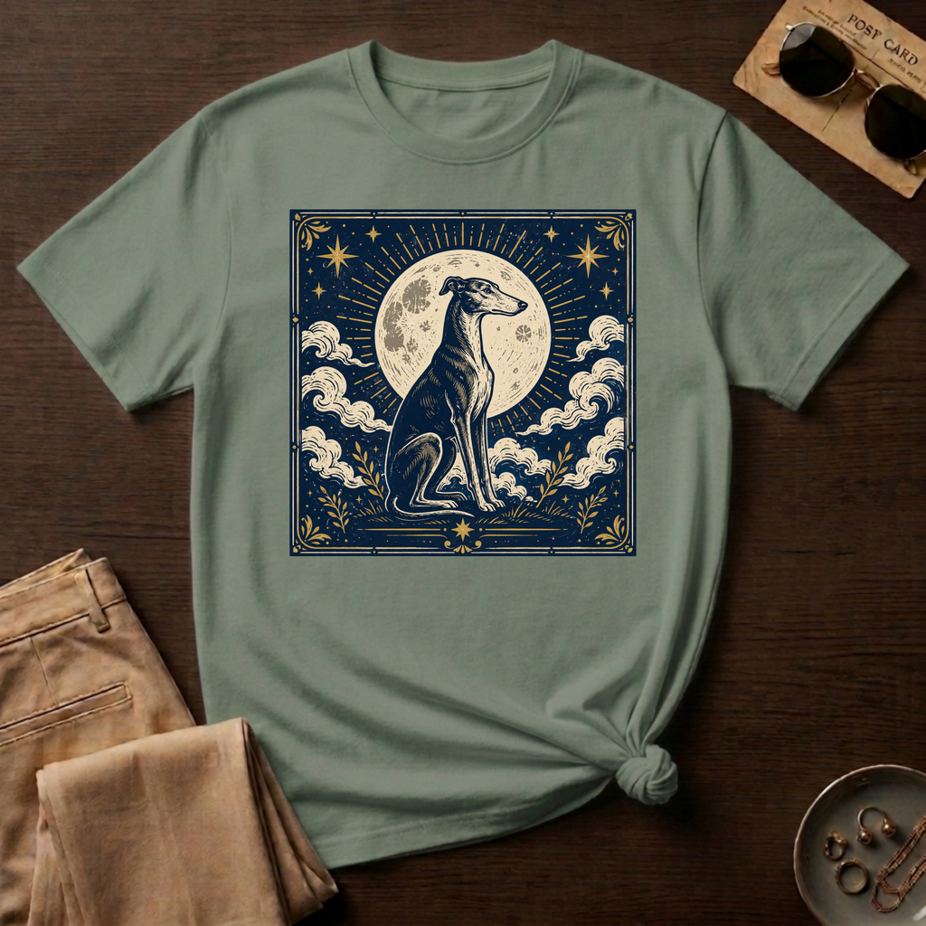 Celestial Greyhound with Moon & Stars T-Shirt