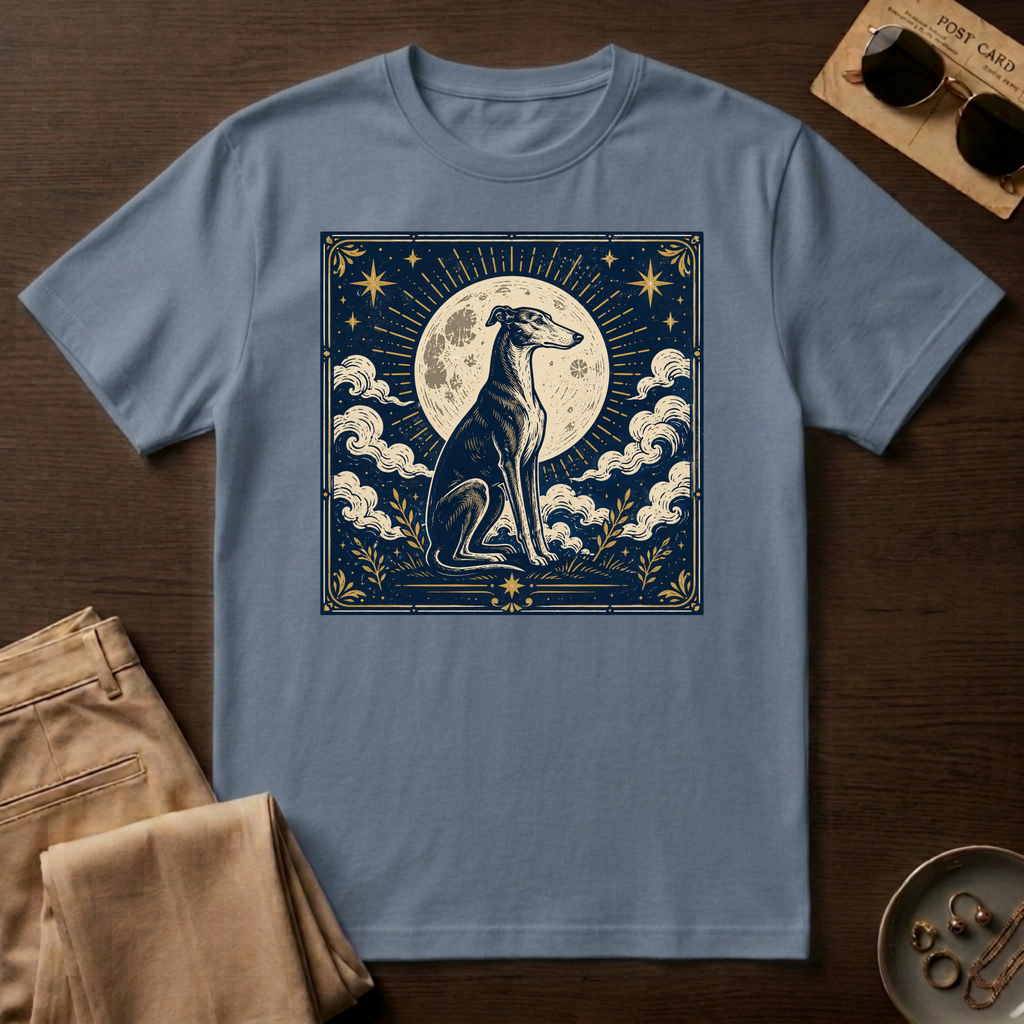 Celestial Greyhound with Moon & Stars T-Shirt
